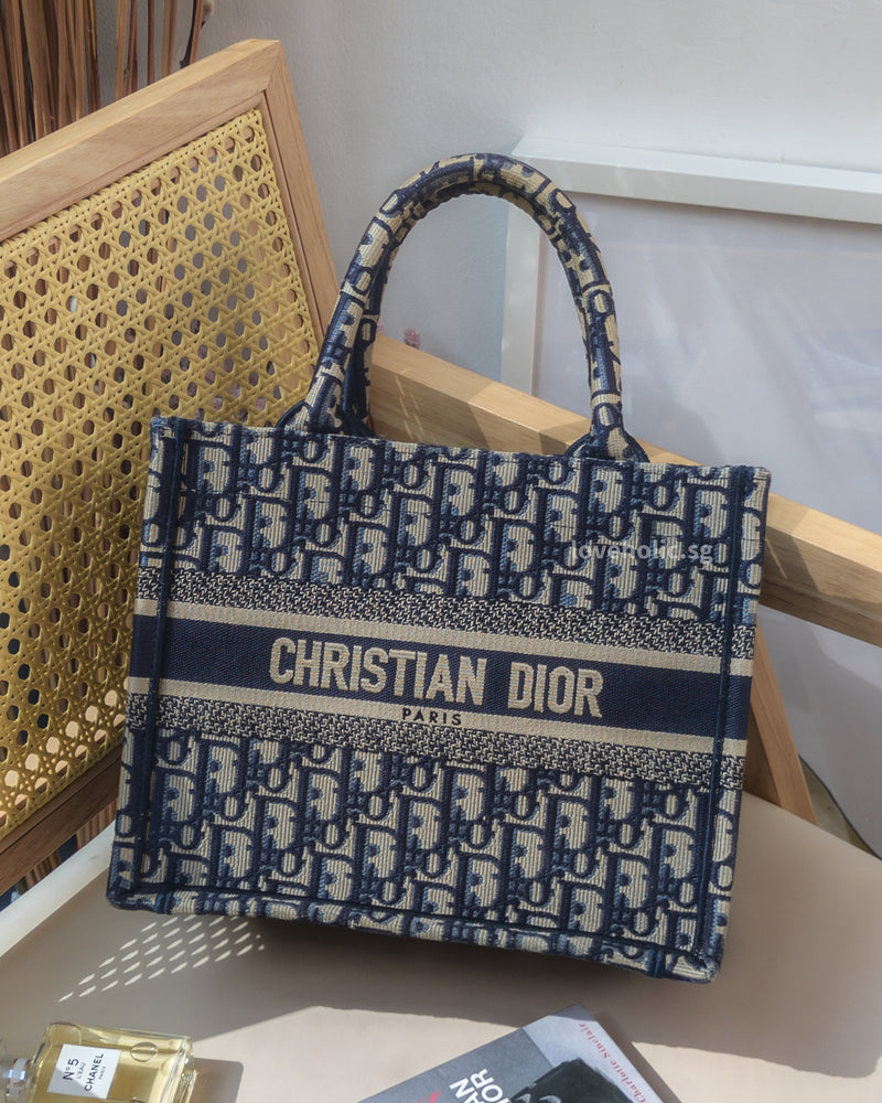 Tote Bag Small | Blue Dior Oblique Embroidery