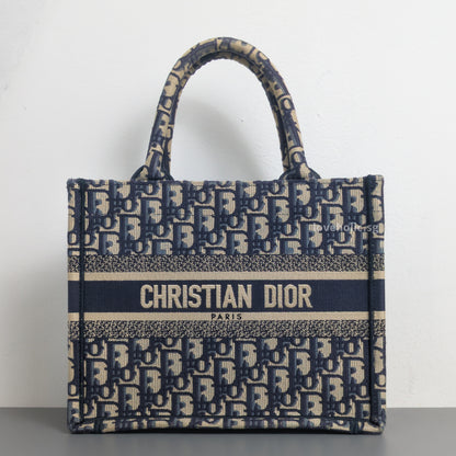 Tote Bag Small | Blue Dior Oblique Embroidery