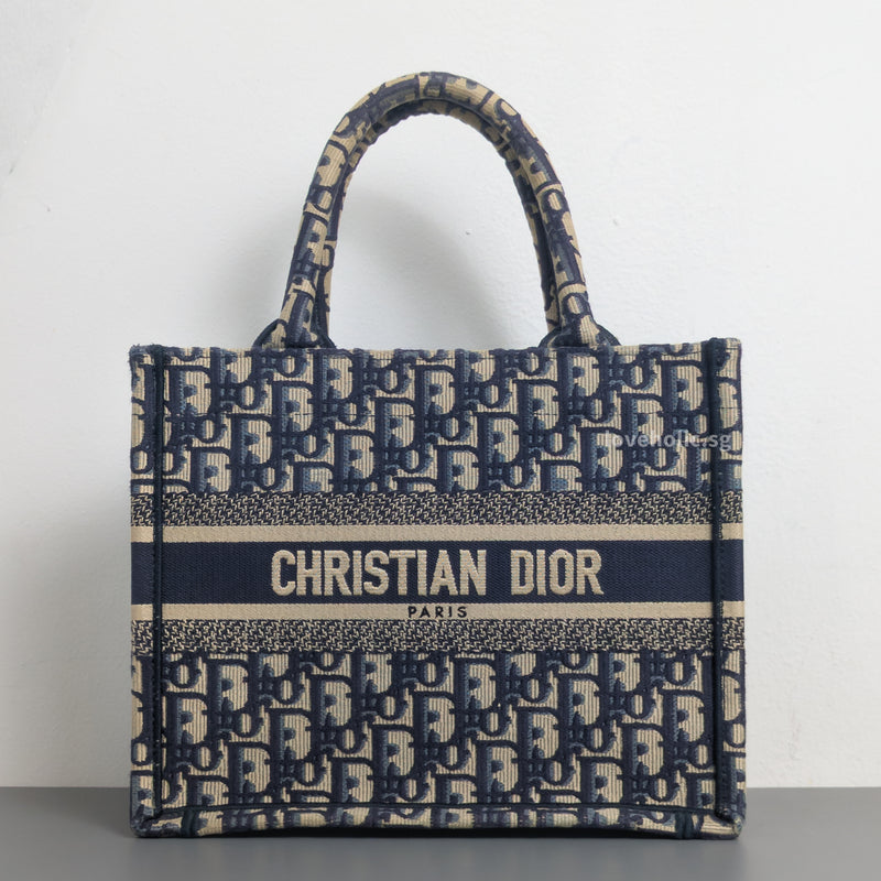 Tote Bag Small | Blue Dior Oblique Embroidery