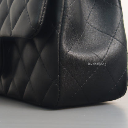 Mini Rectangle with Top Handle Black Lambskin Light Gold Hardware