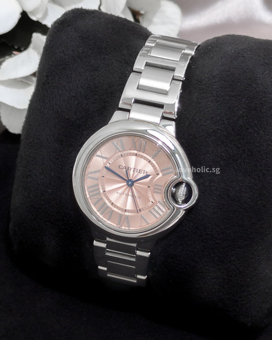 Cartier Balloon Bleu Steel WSBB0046 | Pink Dial -front