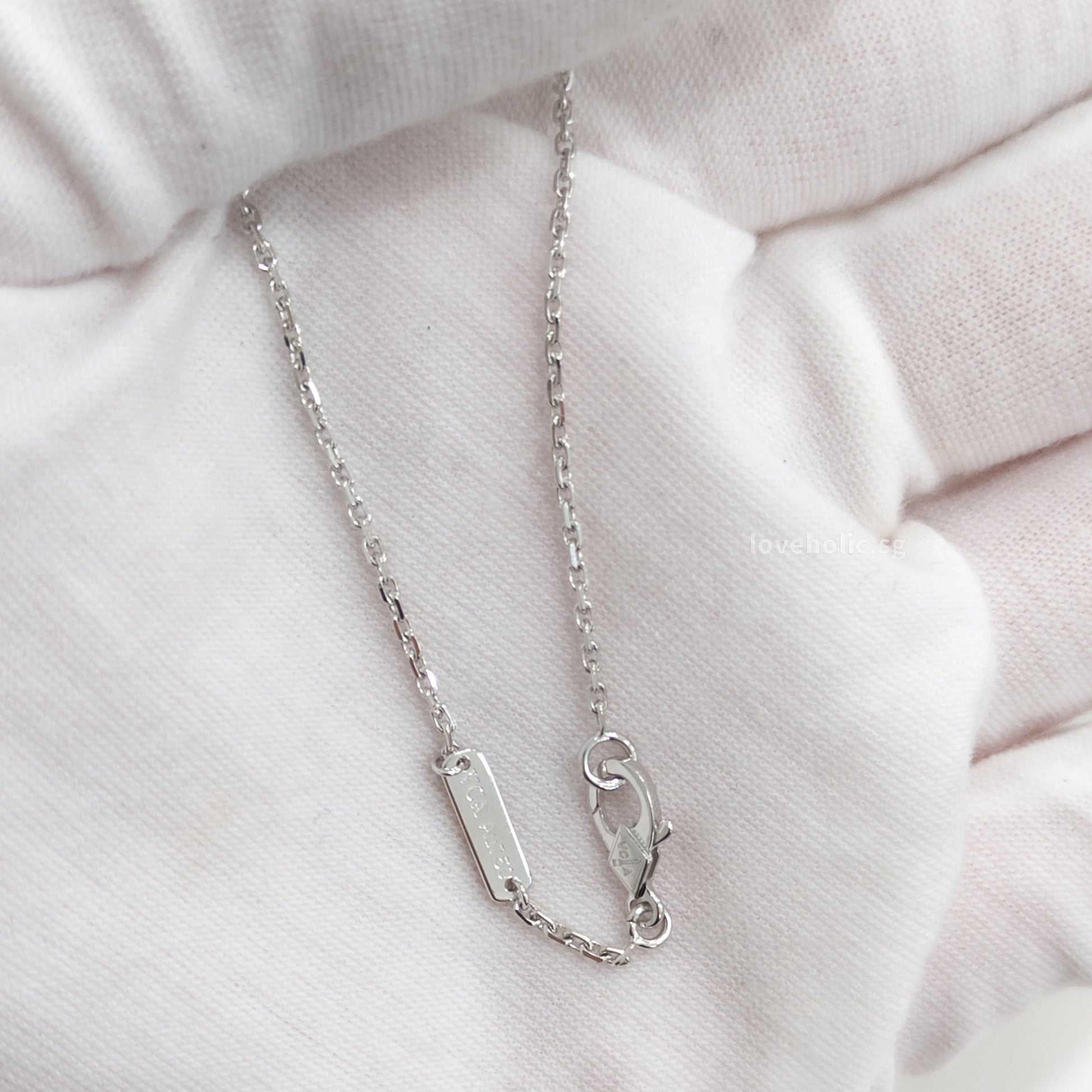 Van Cleef & Arpels VCA Vintage Alhambra Necklace Chalcedony 18K White Gold -front1