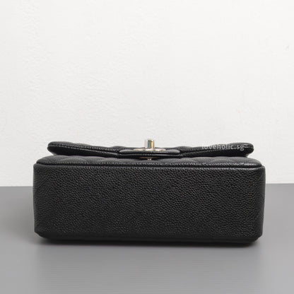 Chanel Mini Rectangle 18S Black Caviar Silver Hardware-details