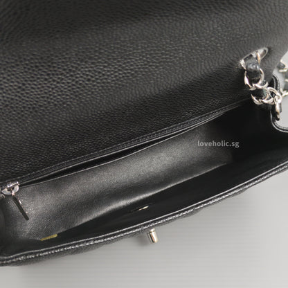 Chanel Mini Rectangle 18S Black Caviar Silver Hardware-details