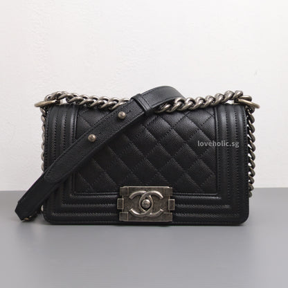 Chanel Boy Small | Black Caviar Ruthenium Hardware-front1