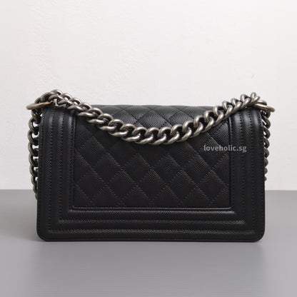 Chanel Boy Small | Black Caviar Ruthenium Hardware-back