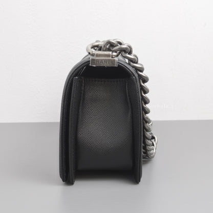 Chanel Boy Small | Black Caviar Ruthenium Hardware-side