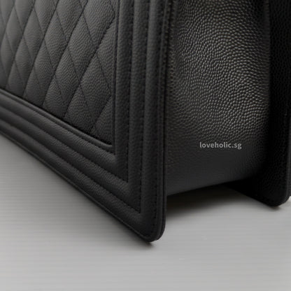 Chanel Boy Small | Black Caviar Ruthenium Hardware-details