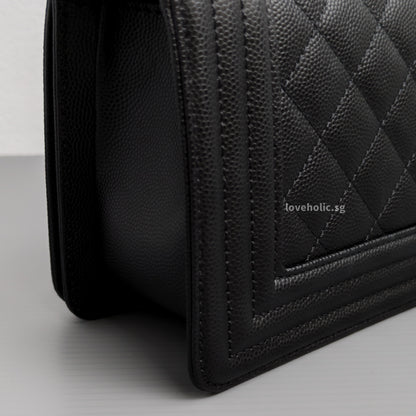 Chanel Boy Small | Black Caviar Ruthenium Hardware-details