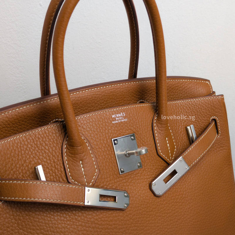 Hermes Birkin Retourne 30 | Gold Togo Palladium Hardware-details