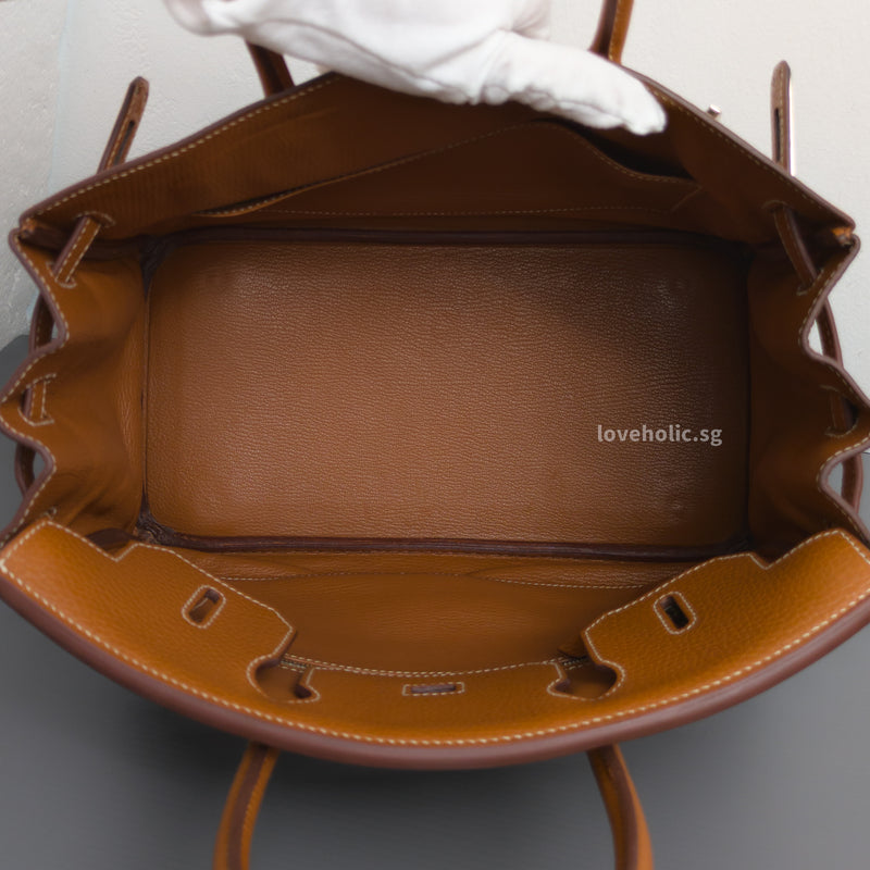 Hermes Birkin Retourne 30 | Gold Togo Palladium Hardware-details