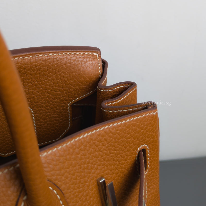 Hermes Birkin Retourne 30 | Gold Togo Palladium Hardware-details