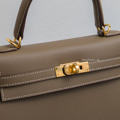 Hermes Kelly Sellier 25 | Etoupe Epsom Gold Hardware-details