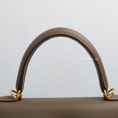 Hermes Kelly Sellier 25 | Etoupe Epsom Gold Hardware-details