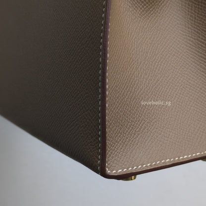 Hermes Kelly Sellier 25 | Etoupe Epsom Gold Hardware-details