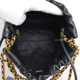 Chanel 22 Bag Mini | Black Shiny Calfskin Brushed Gold Hardware-details