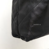 Chanel 22 Bag Mini | Black Shiny Calfskin Brushed Gold Hardware-details