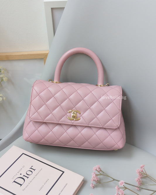 Chanel Coco Handle Small | 24A Light Pink Caviar Light Gold Hardware-front