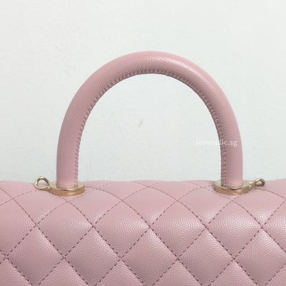 Chanel Coco Handle Small | 24A Light Pink Caviar Light Gold Hardware-details