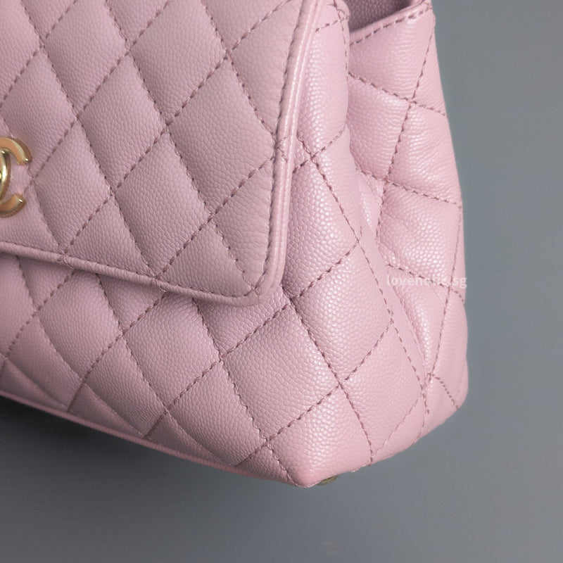 Chanel Coco Handle Small | 24A Light Pink Caviar Light Gold Hardware-details