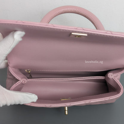 Chanel Coco Handle Small | 24A Light Pink Caviar Light Gold Hardware-details