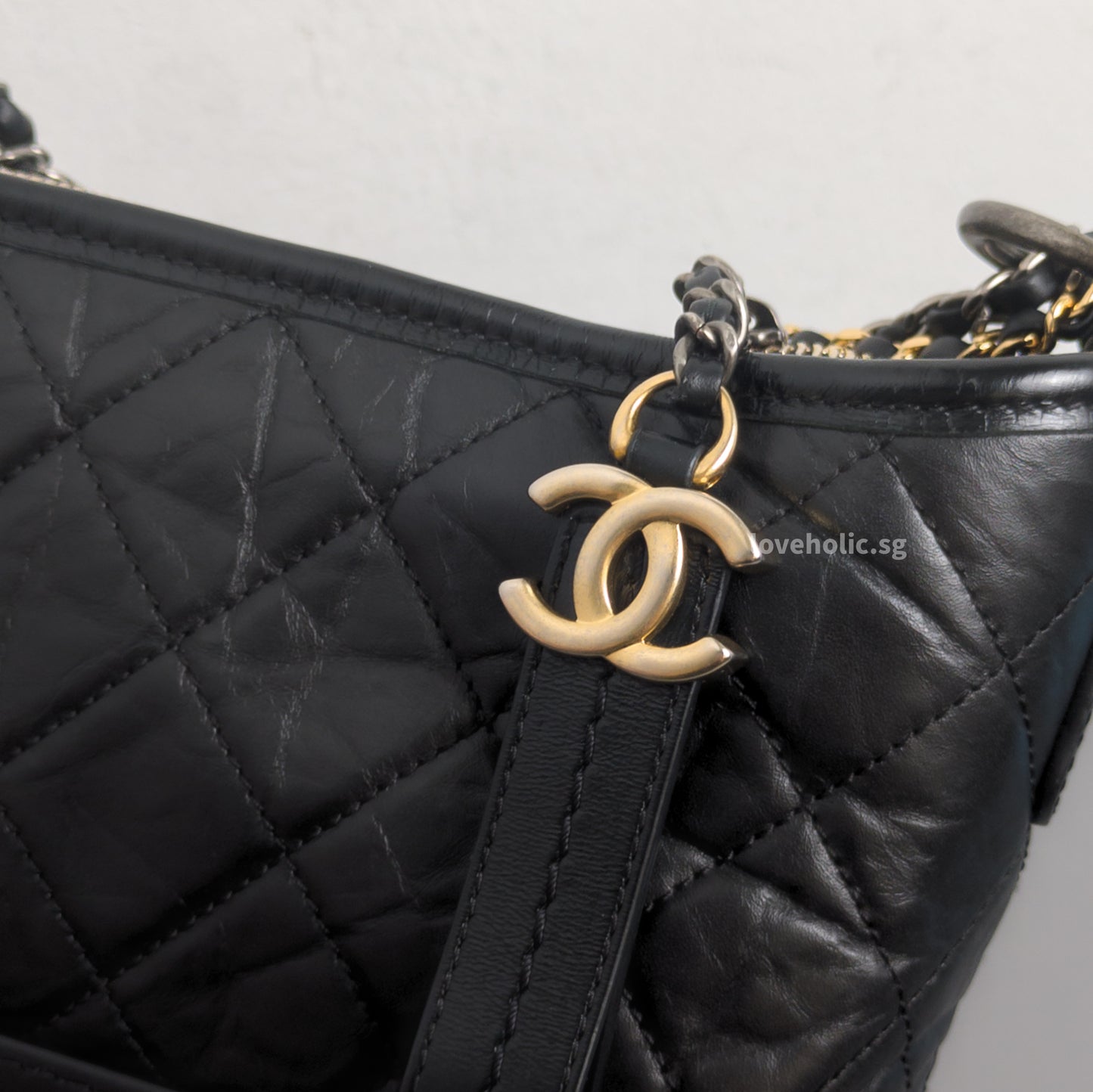 Chanel Gabrielle Hobo Small | Black Calfskin Multicolored Hardware-details