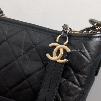 Chanel Gabrielle Hobo Small | Black Calfskin Multicolored Hardware-details