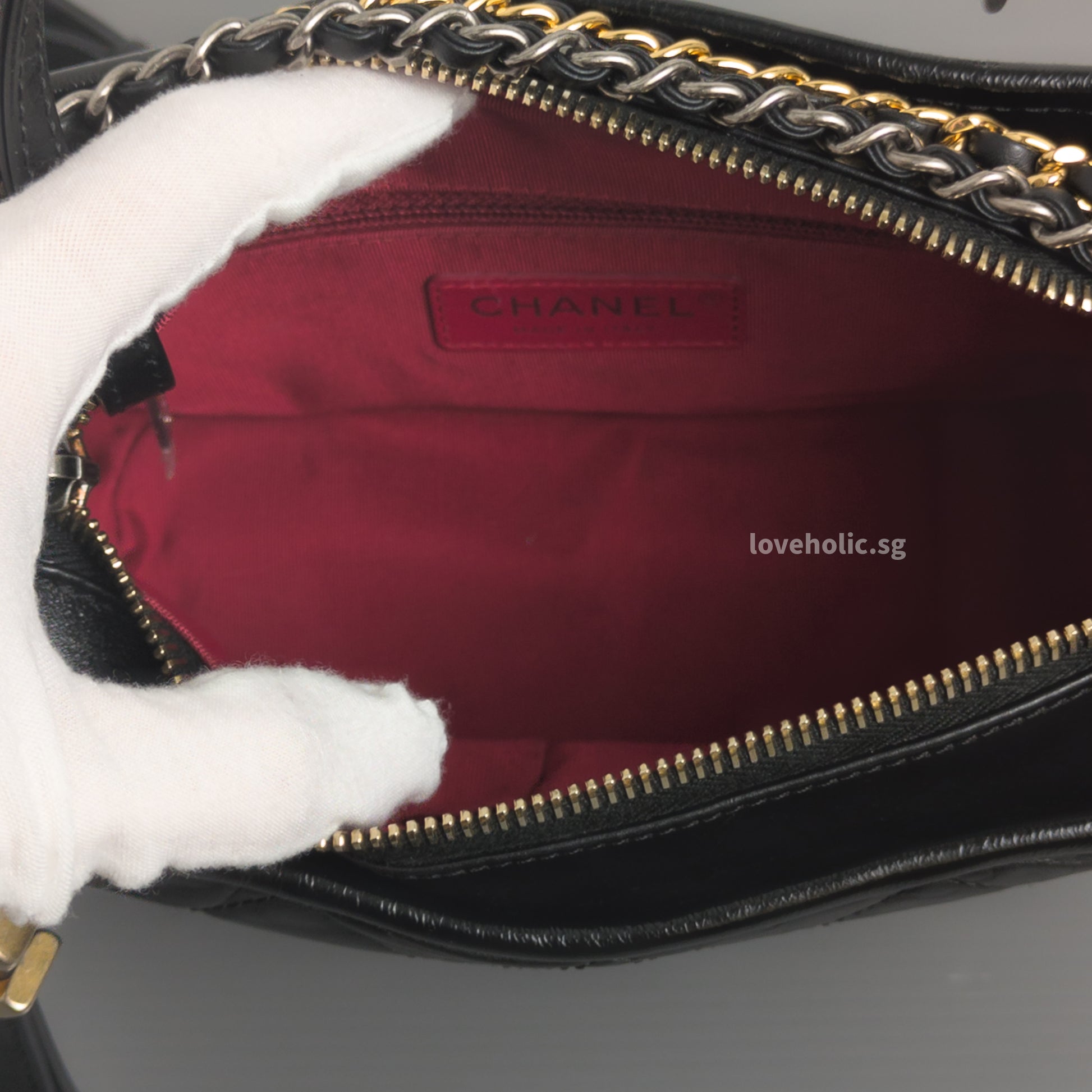 Chanel Gabrielle Hobo Small | Black Calfskin Multicolored Hardware-details