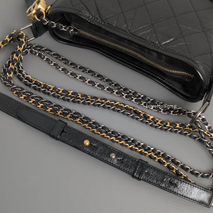 Chanel Gabrielle Hobo Small | Black Calfskin Multicolored Hardware-details