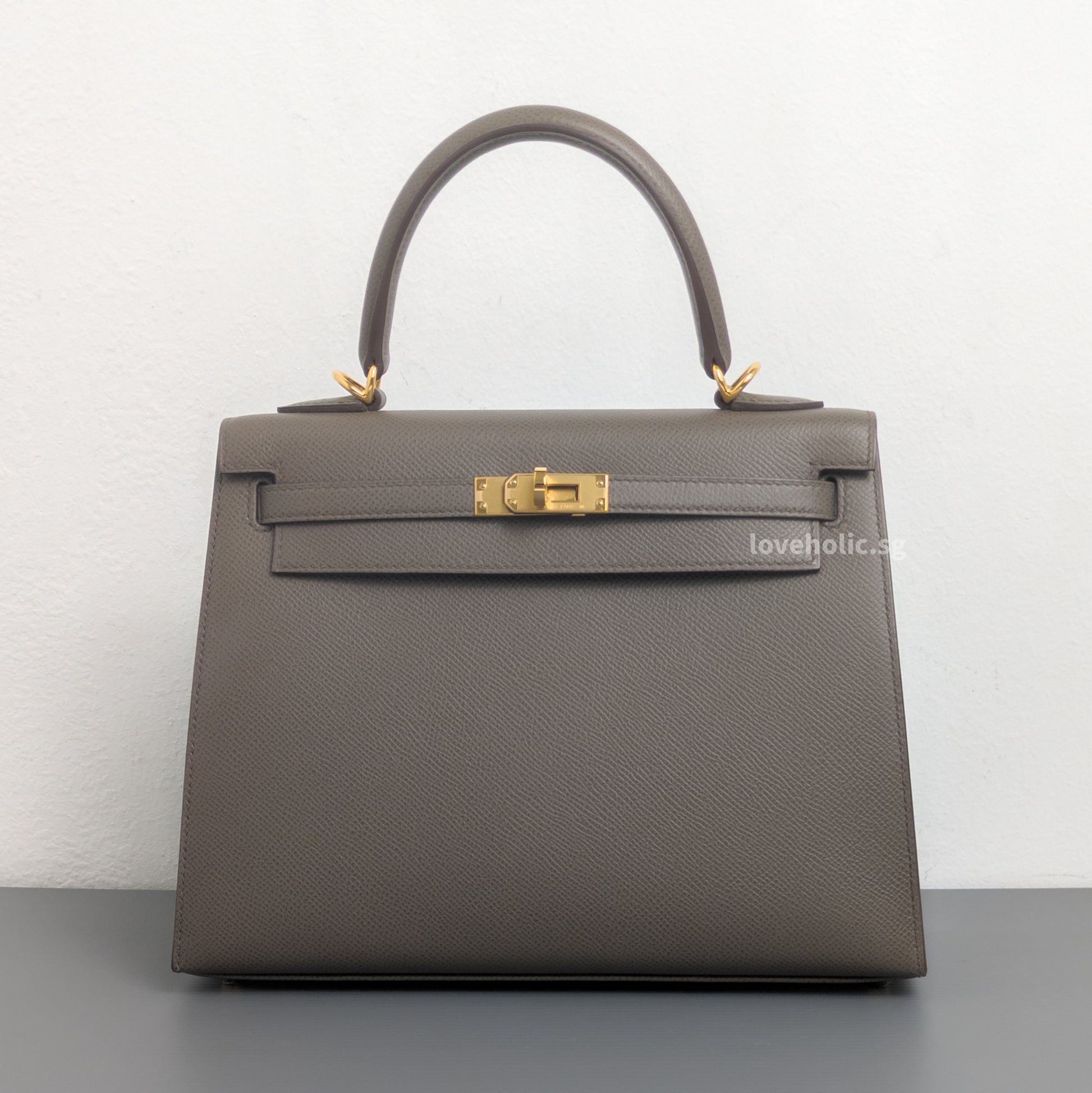 Hermes Kelly Sellier 25 | Gris Etain Epsom Gold Hardware-front1