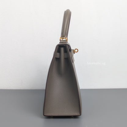Hermes Kelly Sellier 25 | Gris Etain Epsom Gold Hardware-details