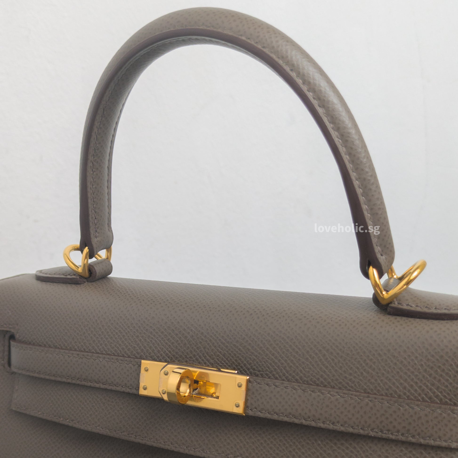 Hermes Kelly Sellier 25 | Gris Etain Epsom Gold Hardware-details