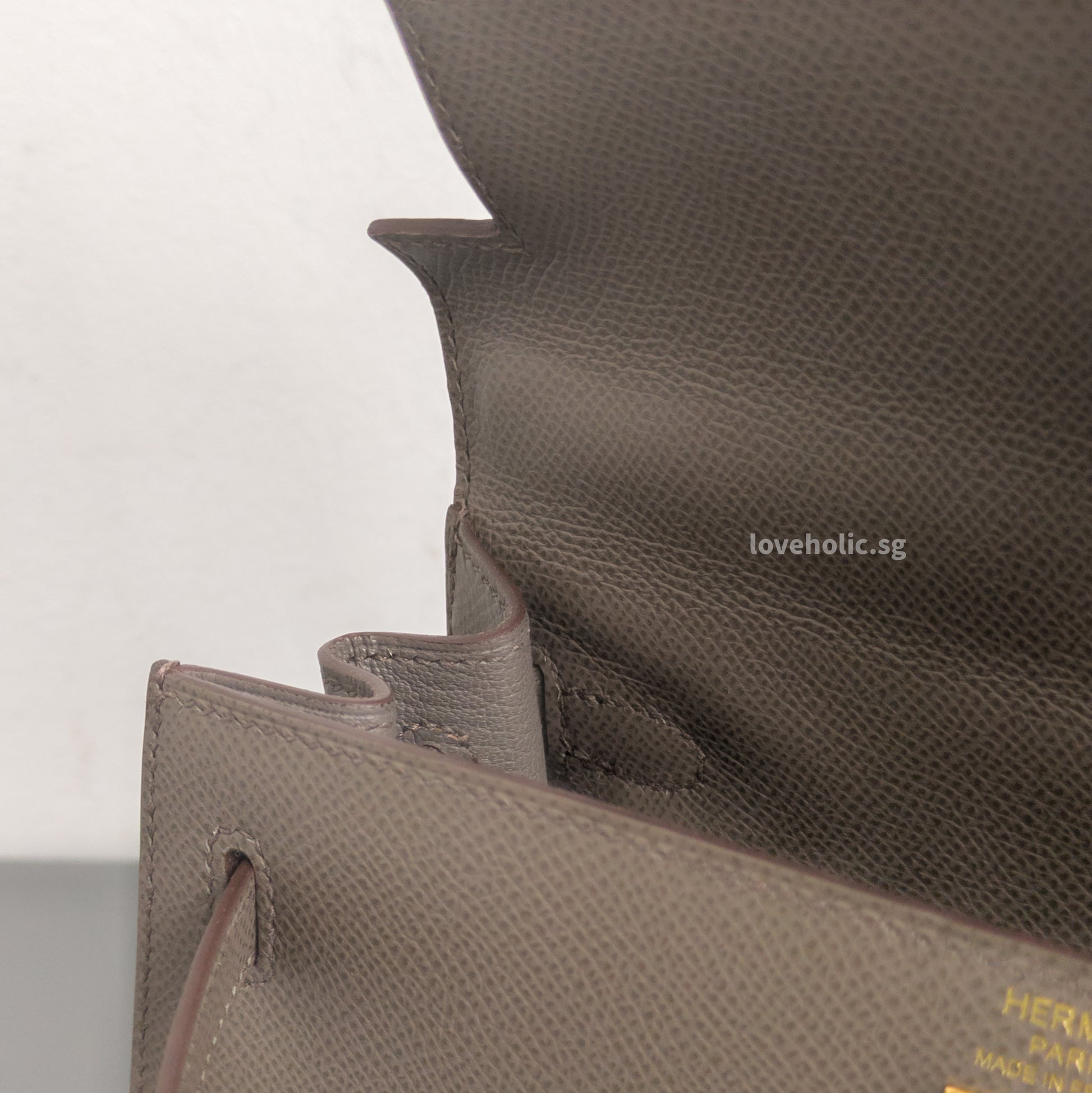 Hermes Kelly Sellier 25 | Gris Etain Epsom Gold Hardware-details