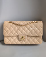 Chanel Classic Flap Medium | Beige Claire Caviar Gold Hardware-front1