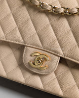 Chanel Classic Flap Medium | Beige Claire Caviar Gold Hardware-details