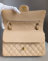 Chanel Classic Flap Medium | Beige Claire Caviar Gold Hardware-details