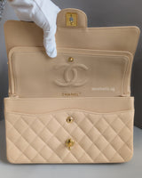 Chanel Classic Flap Medium | Beige Claire Caviar Gold Hardware-details