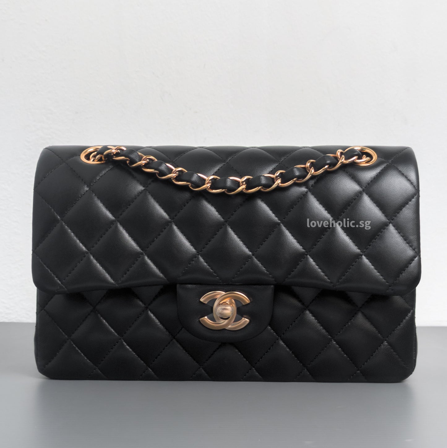 Chanel Classic Flap Small | Black Lambskin Rose Gold Hardware-front1