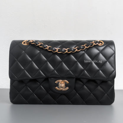 Chanel Classic Flap Small | Black Lambskin Rose Gold Hardware-front1