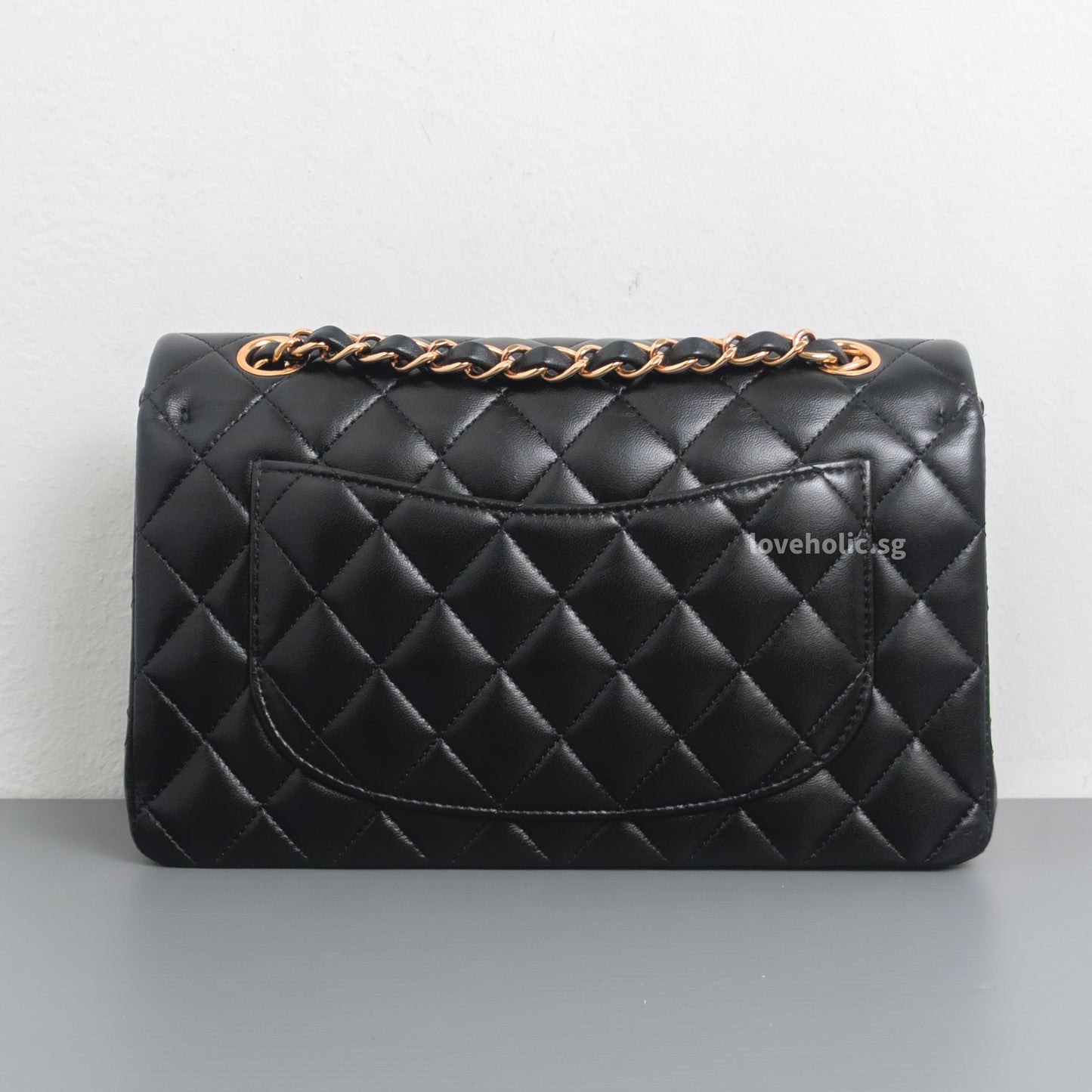Chanel Classic Flap Small | Black Lambskin Rose Gold Hardware-back