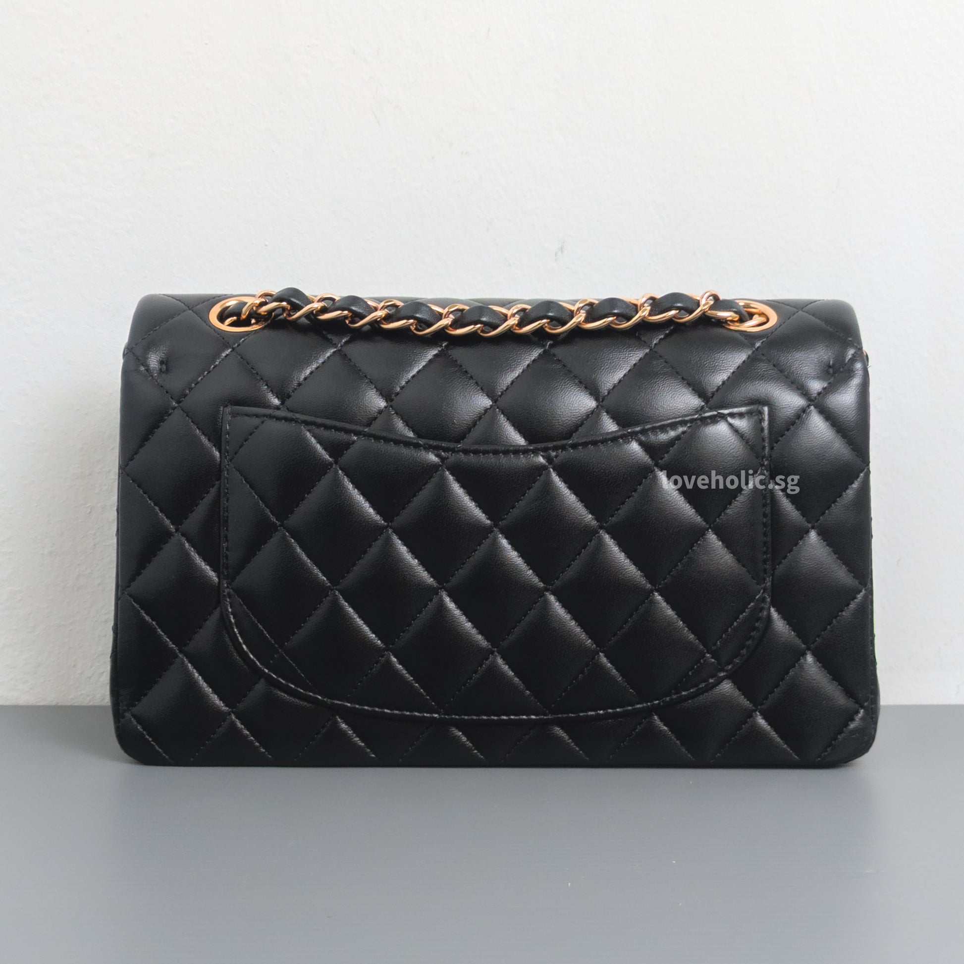 Chanel Classic Flap Small | Black Lambskin Rose Gold Hardware-back