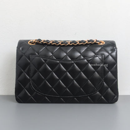 Chanel Classic Flap Small | Black Lambskin Rose Gold Hardware-back