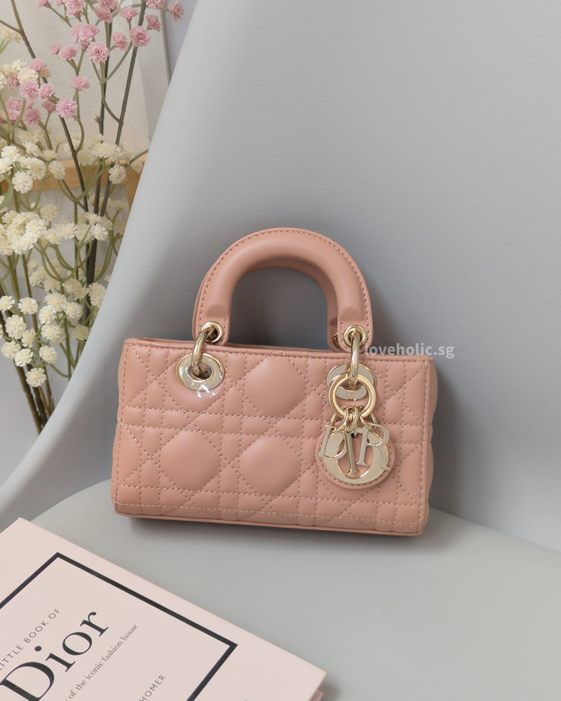 Dior Lady D-Joy Micro | Blush Lambskin Light Gold Hardware-front