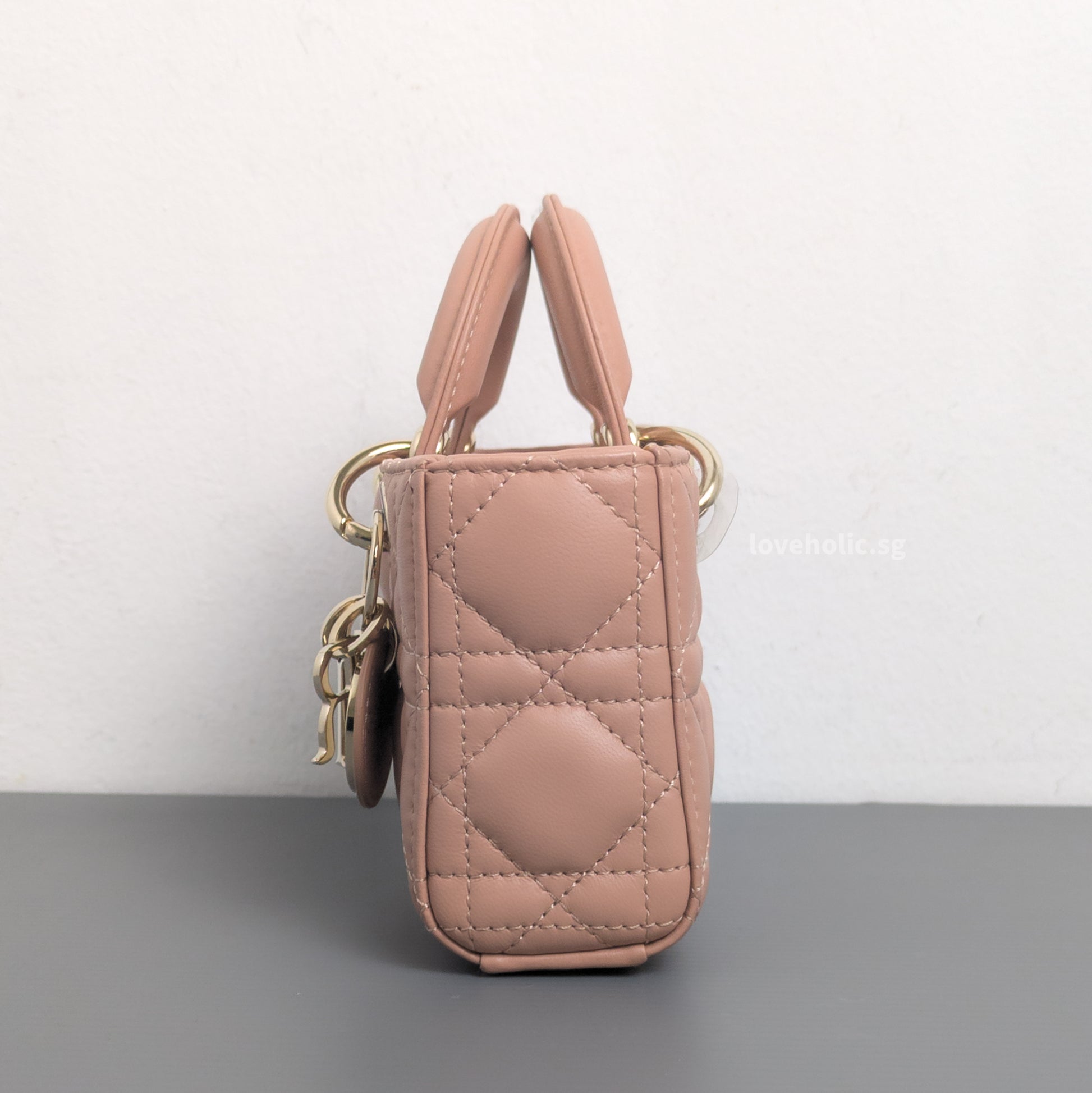 Dior Lady D-Joy Micro | Blush Lambskin Light Gold Hardware-side