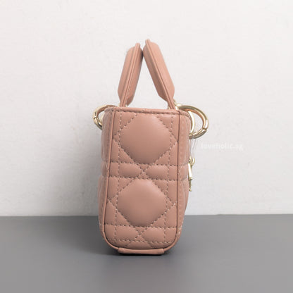 Dior Lady D-Joy Micro | Blush Lambskin Light Gold Hardware-details
