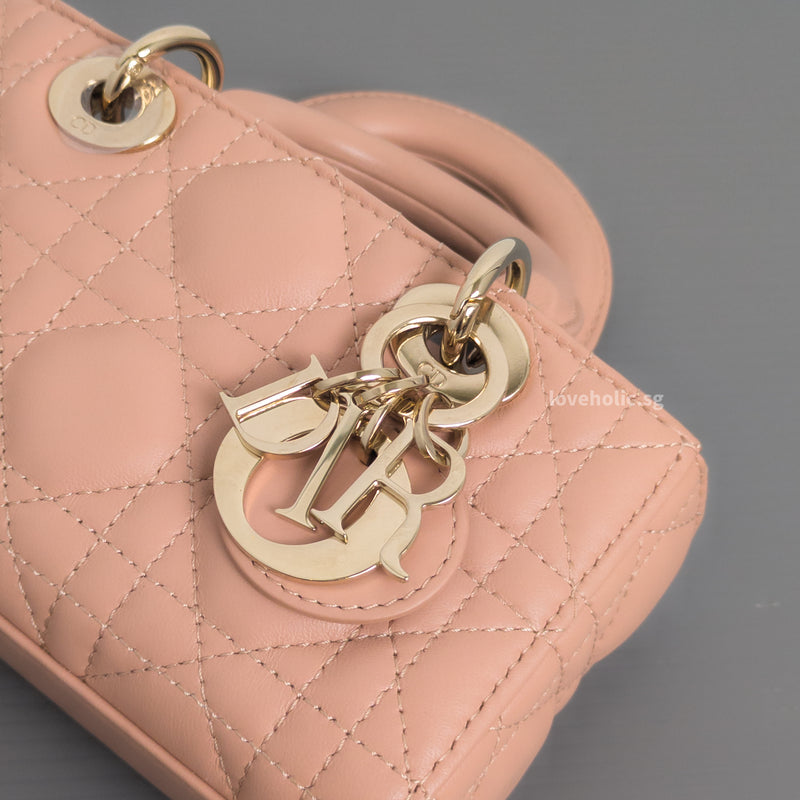 Dior Lady D-Joy Micro | Blush Lambskin Light Gold Hardware-details