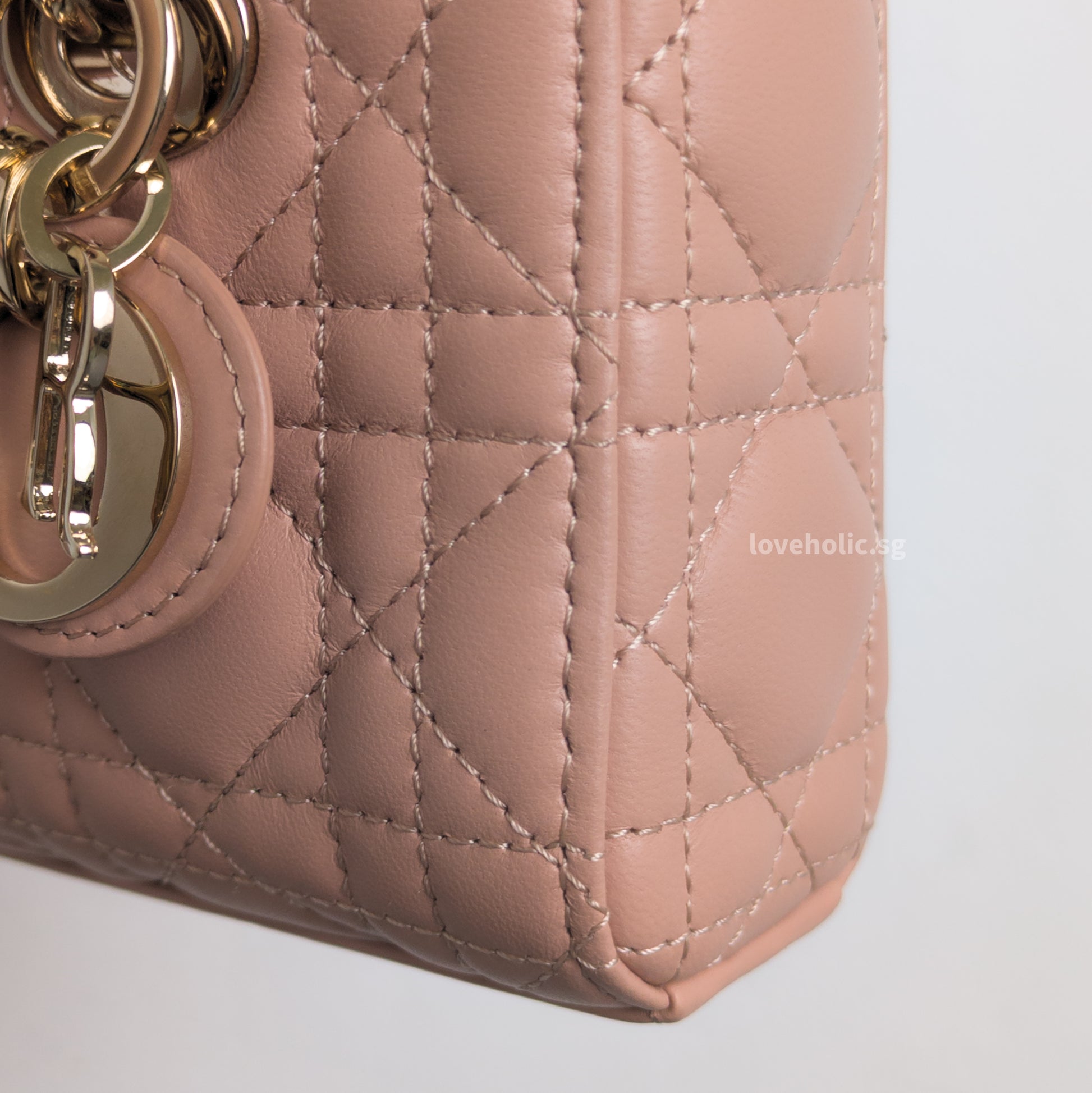 Dior Lady D-Joy Micro | Blush Lambskin Light Gold Hardware-details