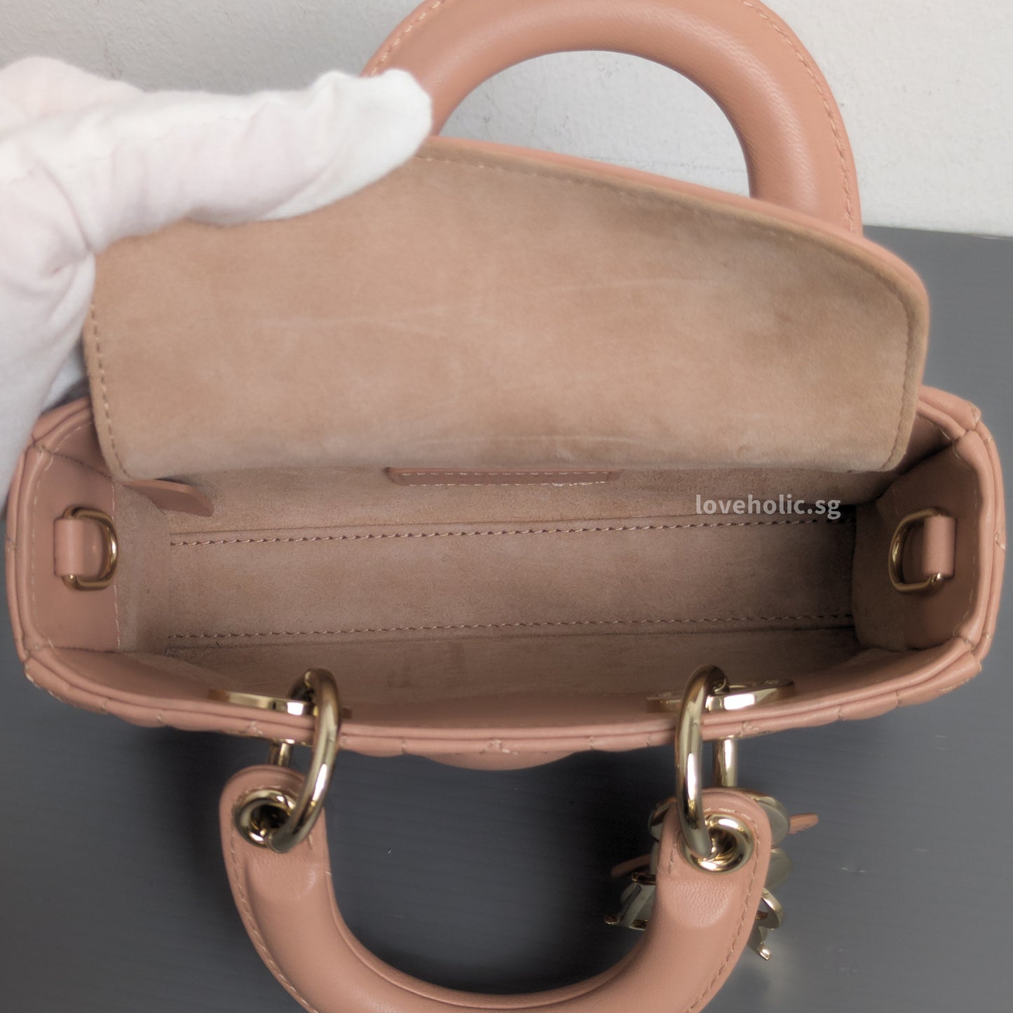 Dior Lady D-Joy Micro | Blush Lambskin Light Gold Hardware-details