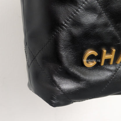 Chanel 22 Mini | Black Shiny Calfskin Gold Hardware