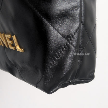 Chanel 22 Mini | Black Shiny Calfskin Gold Hardware